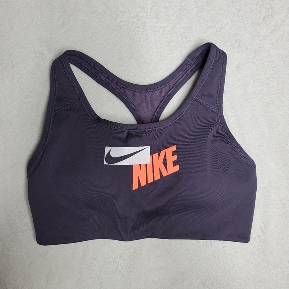 Nike Purple Swoosh Logo Mesh Medium Support Racerback Sports Bra - Picture 3 of 7